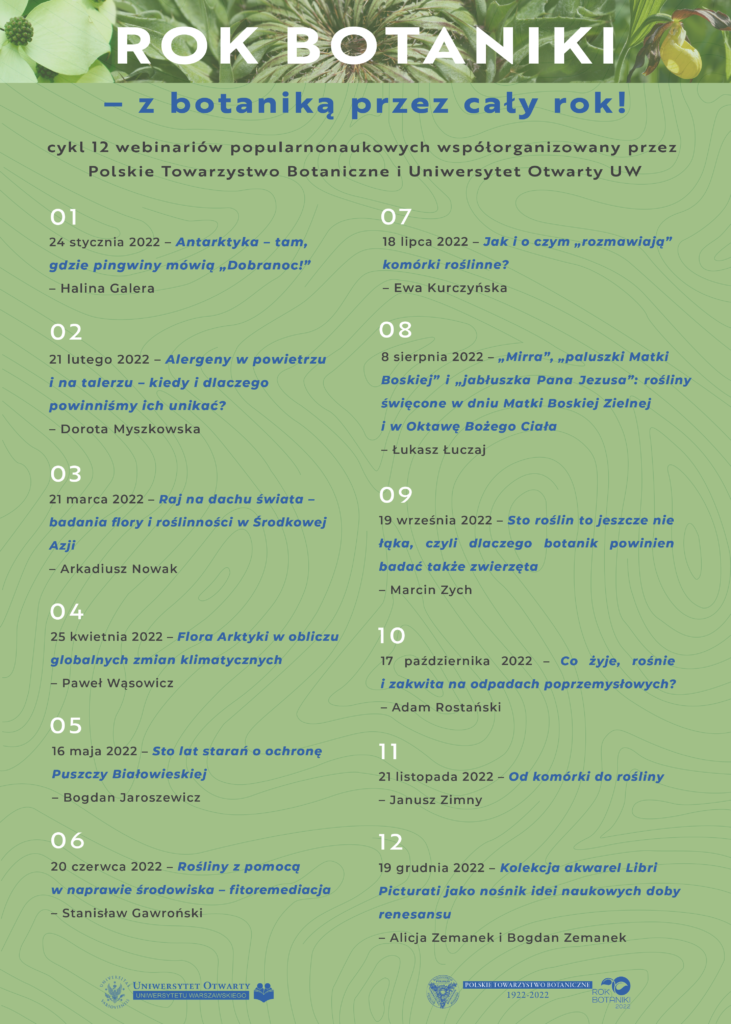 Program cyklu webinarów "Rok Botaniki - z botaniką przez cały rok" 